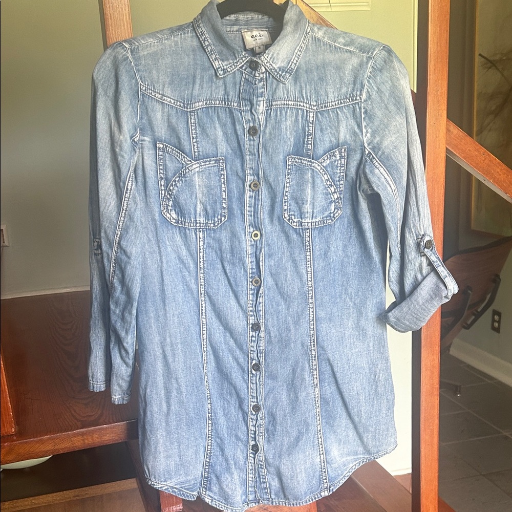 ECI Light Blue Denim Button-Up Shirt